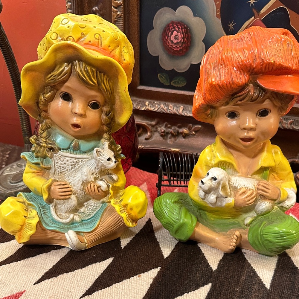 Charming Child Figurines with Pets - Picture 1 of 3